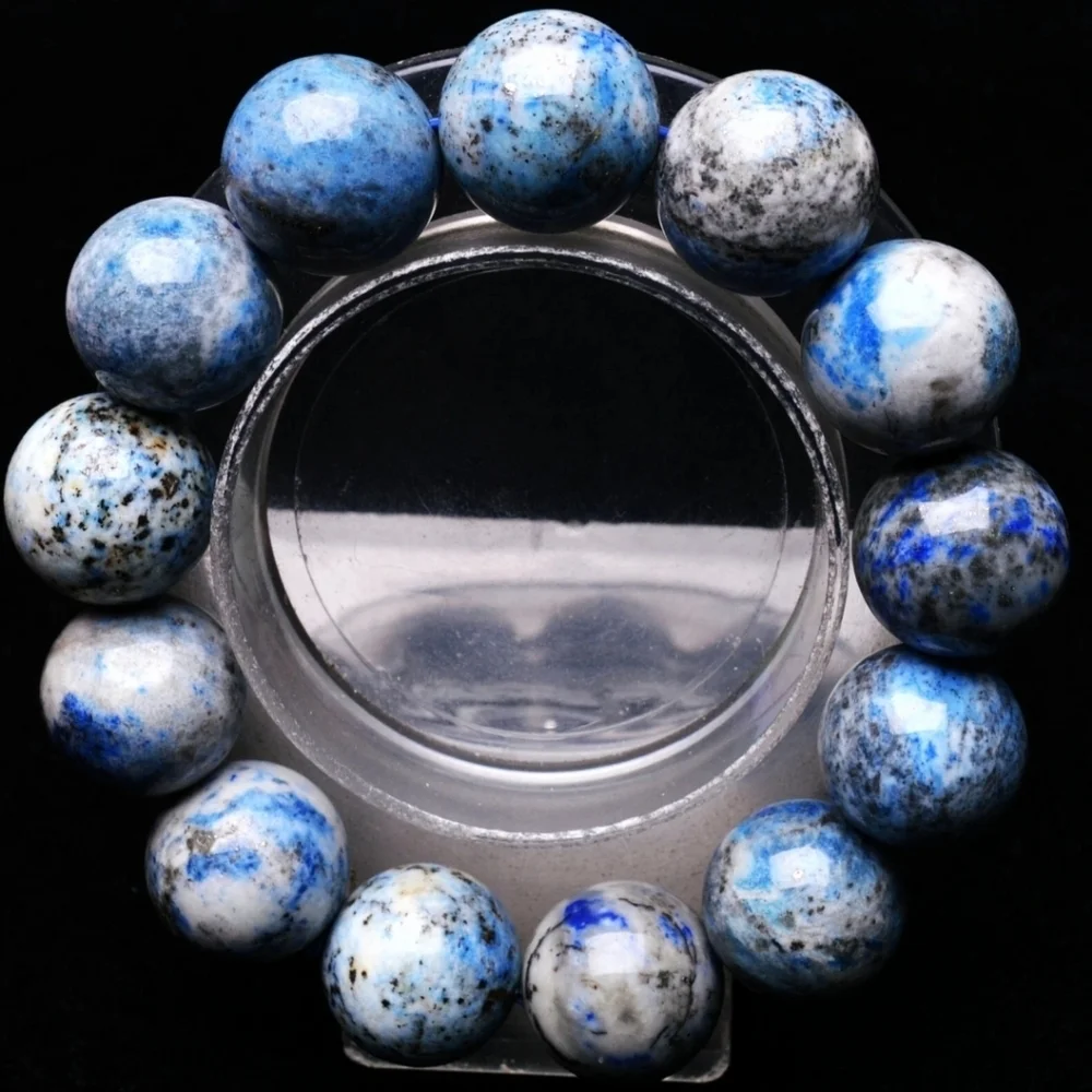 16.6mm Natural Royal Blue Lapis Lazuli Crystal Gemstone Round Beaded Bracelet